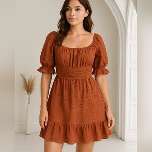 Rustic Rose Boho Eyelet Dress